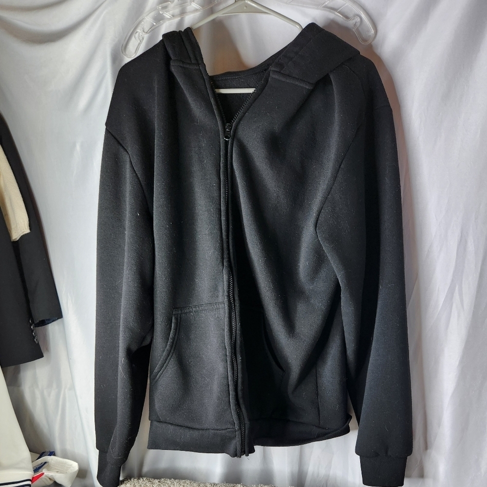 Black Sweatshirt with Hoodie - Size L